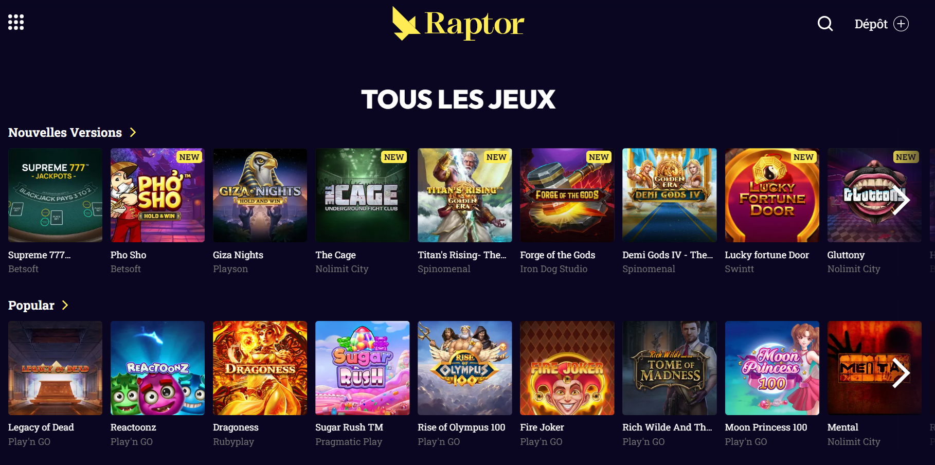raptor homepage